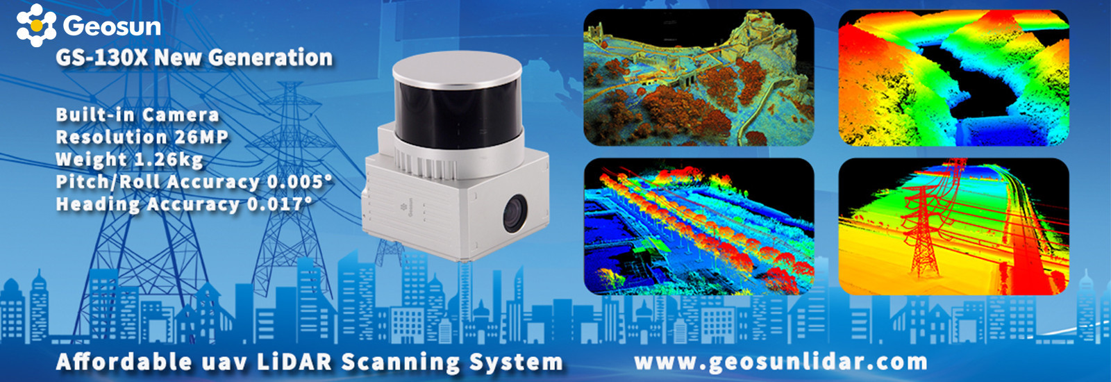 Fixed Wing Drone LiDAR GS-130X HESAI XT32 Sensor 1.26KG 3D Mapping Strong Penetration Forestry Powerline Surveying